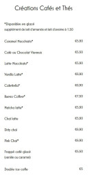 Carte et menu de Family's à Villeneuve Loubet — Créations cafés et thés