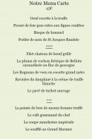 Carte et menu de L'Auberge Fleurie à Villeneuve Loubet — Entrées, plats et desserts