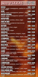 Carte et menu de Pizza du Village à Villeneuve Loubet — Les pizzas