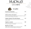 Menu Maonas - Les pâtes
