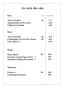 Menu Maonas - Les vins