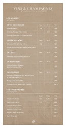 Menu Lamparo Plage - Les vins suite et champagnes