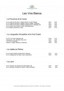 Menu Le Tillac - Vins blancs