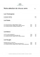 Menu Le Tillac - Vins au verre