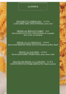 Menu Le Macchiato Caffè - Les pastas