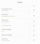 Menu Ciro - Les viandes