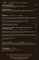 Menu La Mandala - Les pâtes, les desserts et les fromages 