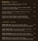 Menu La Mandala - Les entrées et les salades 