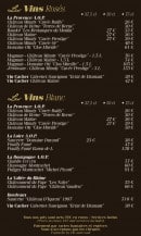 Menu La Mandala - Les vins rosés et les vins blancs 