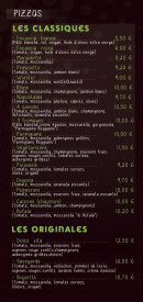 Menu Pizz'Alex - Les pizzas