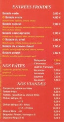 Menu Pizza Trust - Entrées froides, pâtes et viandes