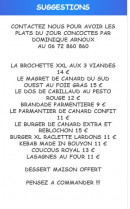 Menu La Maison Barnoin - Les suggestions