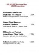 Menu Chez Cathy - Desserts