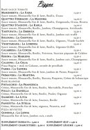 Menu Arôme Antique - Les pizzas