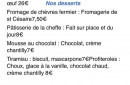 Carte et menu de Restaurant Le Boucan - La Tour Carré à Peymeinade — Les desserts