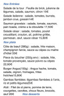 Carte et menu de Restaurant Le Boucan - La Tour Carré à Peymeinade — Les entrées et plats