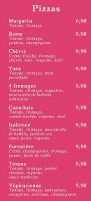 Menu La Dolce Vita - Les pizzas à emporter