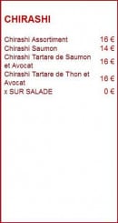 Menu Sushi Spirit - Les Chirashis