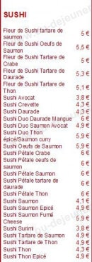 Menu Sushi Spirit - Les Sushis