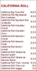 Menu Sushi Spirit - Les Californias Rolls