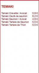 Menu Sushi Spirit - Les Temakis