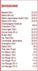 Menu Sushi Spirit - Les Boissons