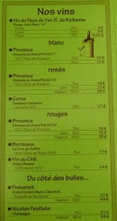 Menu Les Mimosas - Les vins