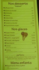 Menu Les Mimosas - Les desserts, les glaces et le menu enfant