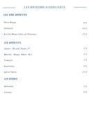 Menu La Maréa - Les vins apéritifs, bières