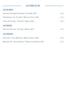 Menu La Maréa - Les verres de vin