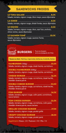 Menu Burger One - Les sandwichs et burgers