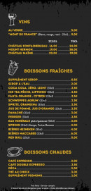 Menu Burger One - Les vins et boissons