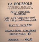 Menu La Boussole Aperitivo Italiano - Un extrait de la carte 