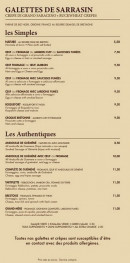 Menu La Crêperie - Les galettes