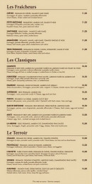 Menu La Crêperie - Les fraicheurs, classiques, ...