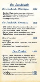 Menu Le Plaisir du Pain - Les sandwiches et paninis