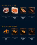 Menu NKI sushi - Sashimi new style et brochettes maison