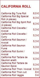 Menu Sushi Spirit - Les California Roll