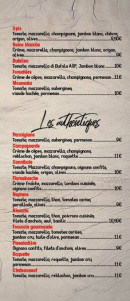 Menu Due Fratelli - Les pizzas spéciales et pizzas authentiques