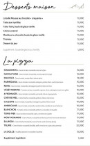 Menu Le Blanchon 1600 - Les desserts et pizzas