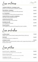 Menu Le Blanchon 1600 - Les entrées, salades et pates