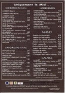 Menu Au Coin Gourmand - Sandwiches, hamburgers, paninis,....