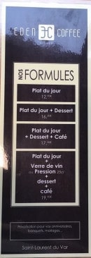 Menu Eden Coffee House - Formules