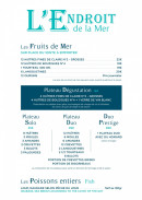 Menu L’Endroit - Les fruits de mer