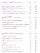 Menu L'Idem Café - Les vins rouges, rosés, ...