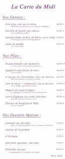 Menu Le Prieuré - Plats du midi