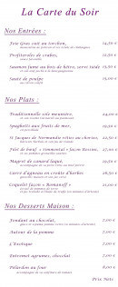 Menu Le Prieuré - Plats du soir