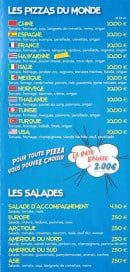 Menu Pizza-world - Pizzas du monde et salades