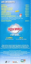 Menu Pizza-world - Desserts