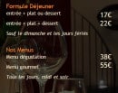 Menu La Cabane de l'Ecailler - Les formules et menus